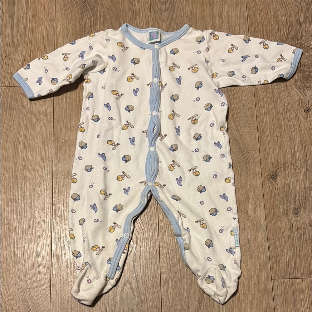 Vintage Baby Baseball Footie Button Up